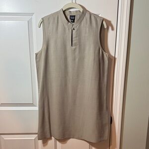 Eileen Fisher Grey Sleeveless Top with Mandarin Collar